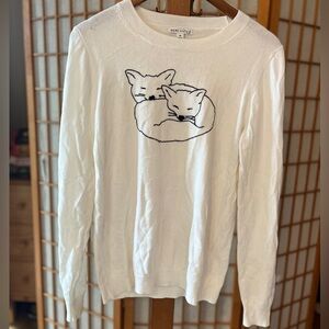 White Fox Embroidered Sweater